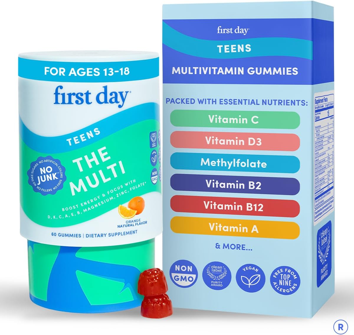FIRST DAY Vitamins for Teens - Teen Multi Vitamins for Girls and Boys 12-17, Organic Fruit & Vegetable Blend - 12 Key – Image 9