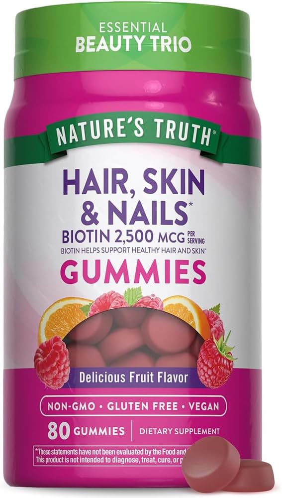 Nature's Truth Hair, Skin and Nails Gummies with Biotin - 140 Count - Vegan, Non-GM, Gluten free – Image 7