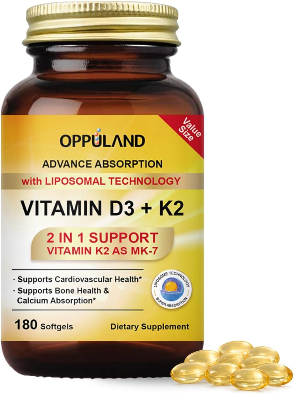 Oppuland Vitamin D3 + K2 5000 IU with Liposomal Technology - MK-7 100mcg - 90 Softgels – Image 10