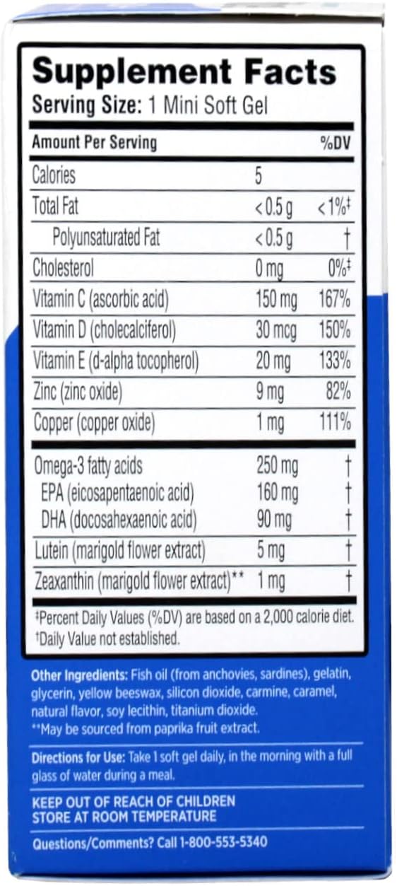 Ocuvite Adult 50+ Eye Vitamin - Lutein, Zeaxanthin & Omega-3, 150 Soft Gels (Pack of 3) - görsel 5