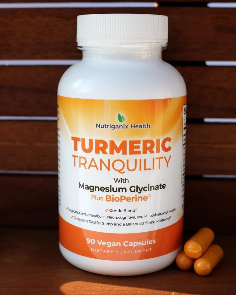Turmeric Tranquillity Curcumin & Magnesium Glycinate with BioPerine – Support for Stress Relief, Sleep, Heart Health, Muscles, Metabolism, Joint Health – High Absorption – 540 Capsules (6 Pack) - görsel 2