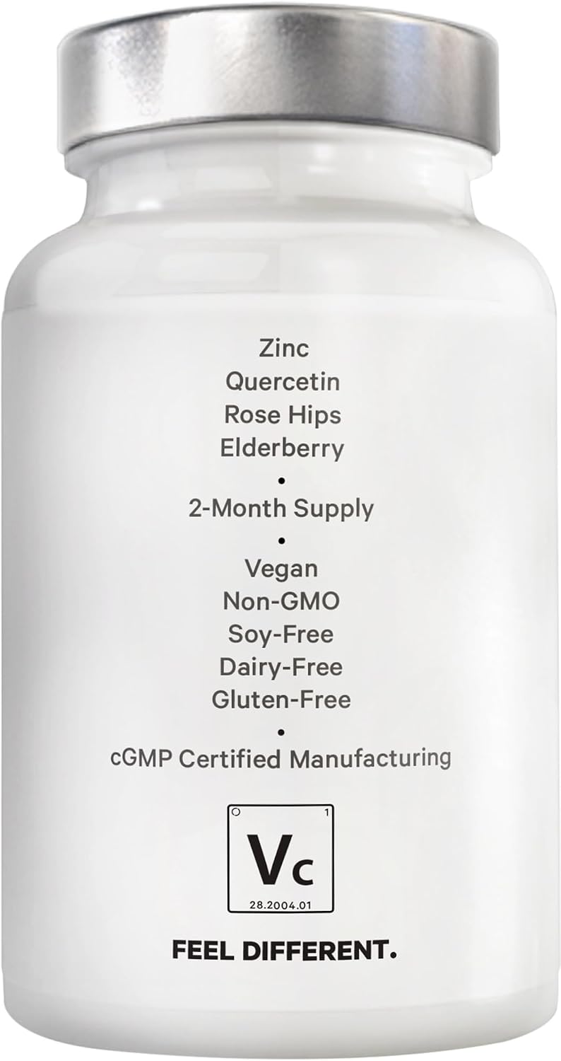 Amen Vitamin C+ Supplement with Zinc, Bioflavonoids, Quercetin, Rose Hips, Elderberry – Vegan, Non-GM – 2-Month Supply (120 – Image 9
