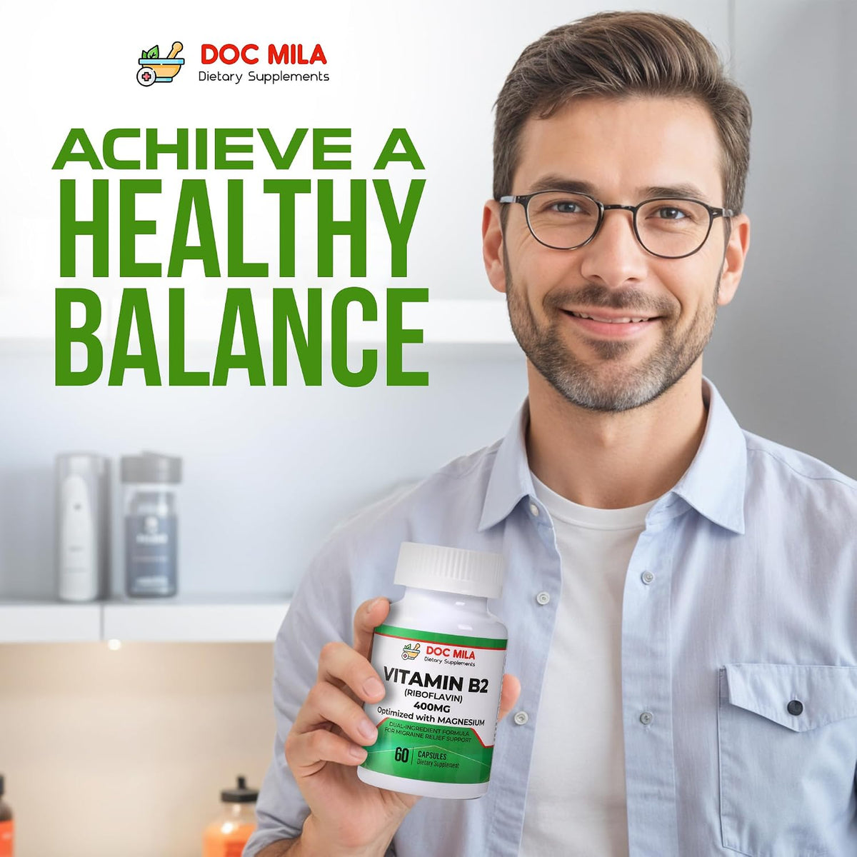 Doc Mila Vitamin B2 Riboflavin 400mg Capsules – Vegan Supplement for Energy & Nervous System Support – 60 Capsules – Image 6