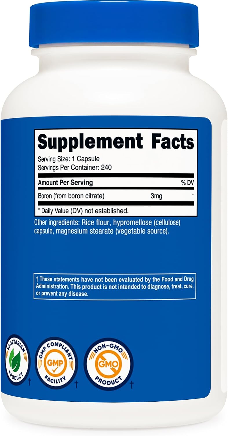 Nutricost Boron 3mg Supplement - 240 Vegan – Manufactured in a GMP-compliant, TGA-registered facility. – Image 5