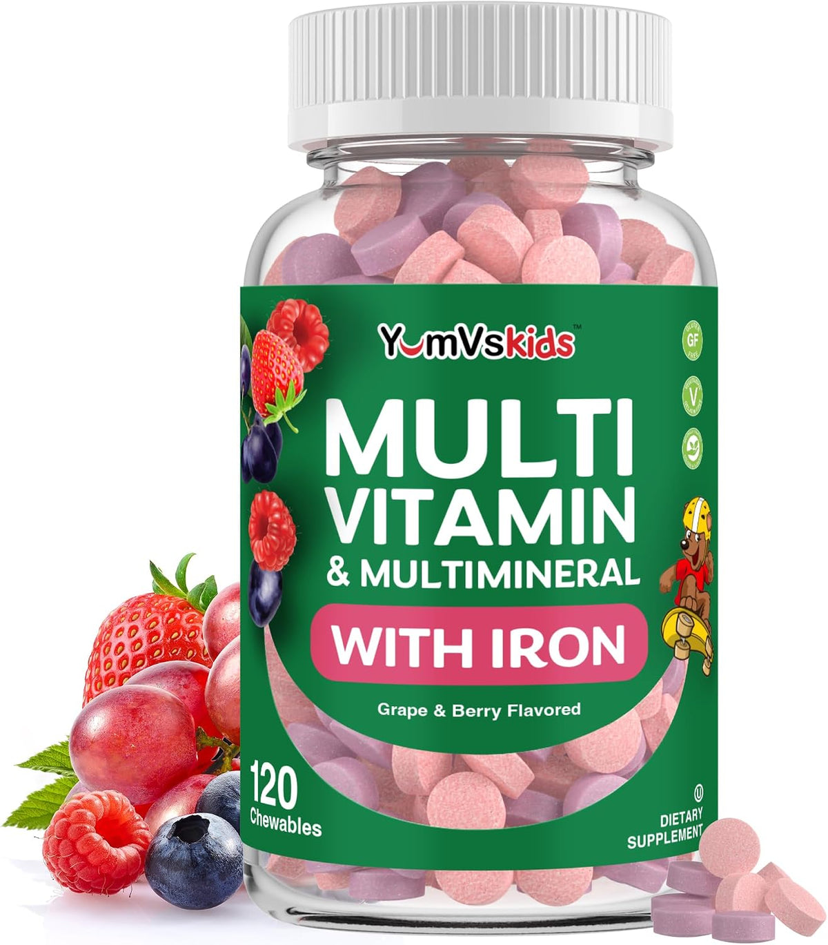 YUM-V'S Kids Multivitamin with Iron – Chewable Kids Multivitamin – Vitamins and Iron Supplement – Toddler Vitamins for Ages – Image 9