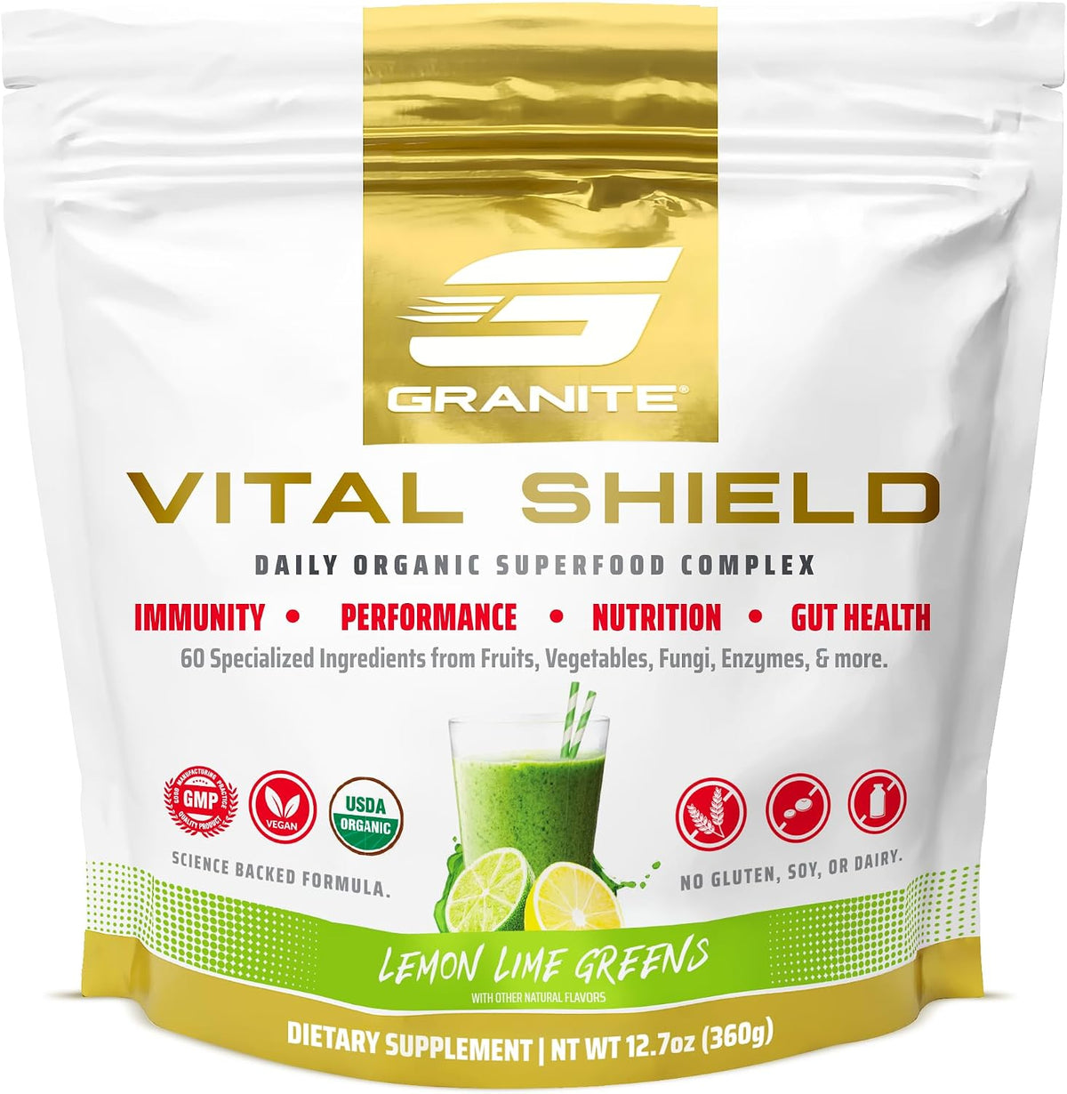 Granite Nutrition Vital Shield - USDA Organic Superfood Greens with Mushrooms & Tart Cherry for Energy, Immunity and Gut – Image 10