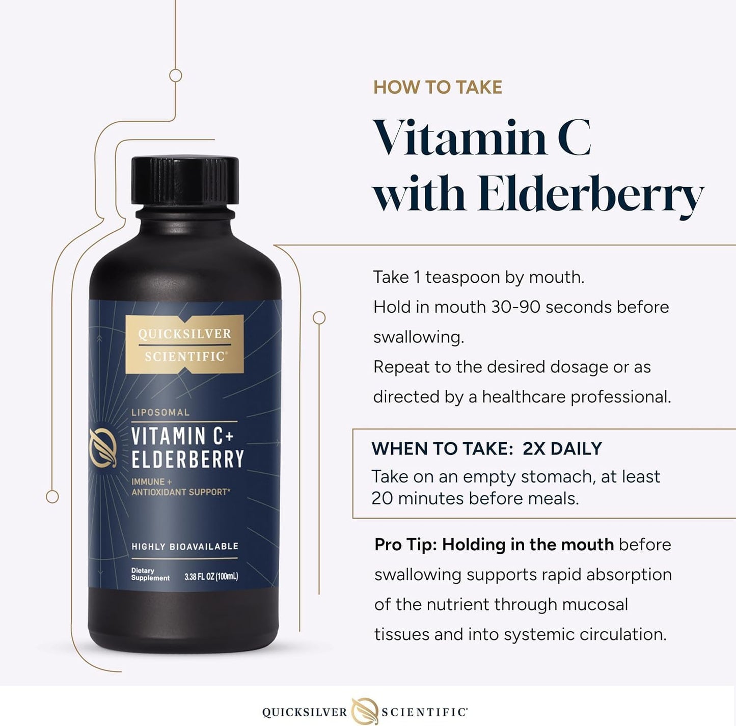 Quicksilver Scientific Liposomal Vitamin C + Elderberry - 1000mg with Superior Absorption Technology & Tocotrienols - Antioxidant & Immune Support Tonic (100ml) - görsel 6