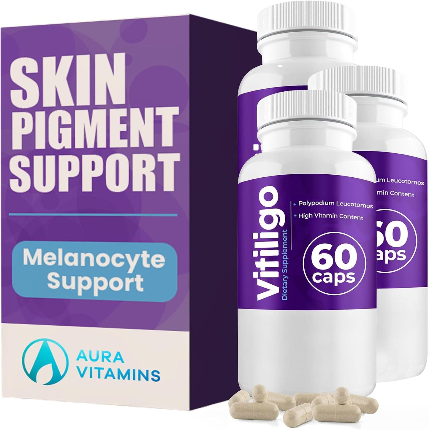 AURA VITAMINS Vitiligo Capsules - Skin Pigmentation Support - 60 Capsules - görsel 10