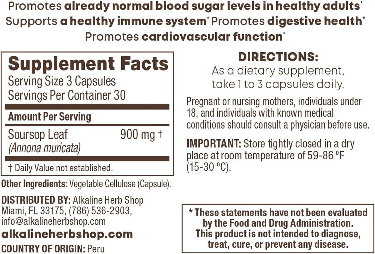 Soursop Leaf Supplement – Organic & – Promotes healthy blood sugar balance: Regular use may assist in maintaining – Image 2