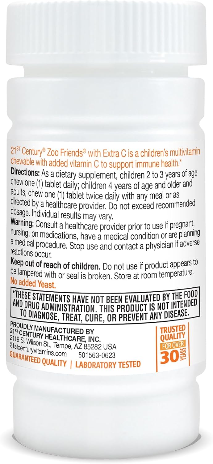 21st Century Zoo Friends with Extra C Chewable Tablets, 60 Count - görsel 8