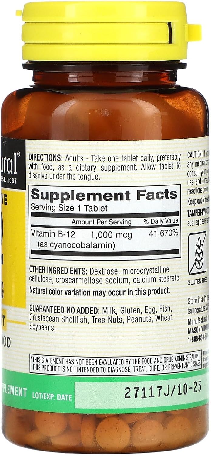 Mason Natural B-12 1000mcg Tablets, 200 Tablets - görsel 2
