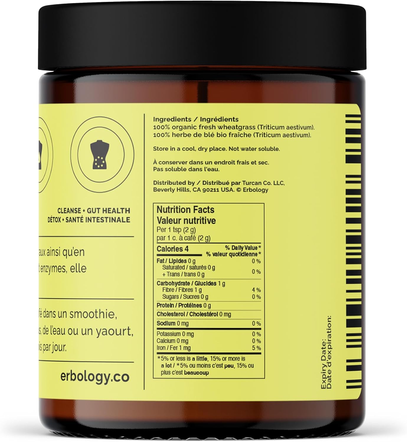 Erbology Organic Wheatgrass Powder – Body Cleansing & Gut Health Support, 90g (45 Servings) - görsel 5