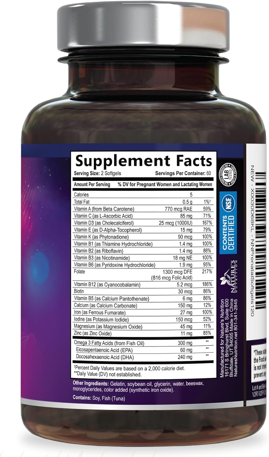 Prenatal Vitamins for Women with Folic Acid and Omega-3 DHA - 120 Softgels - görsel 9