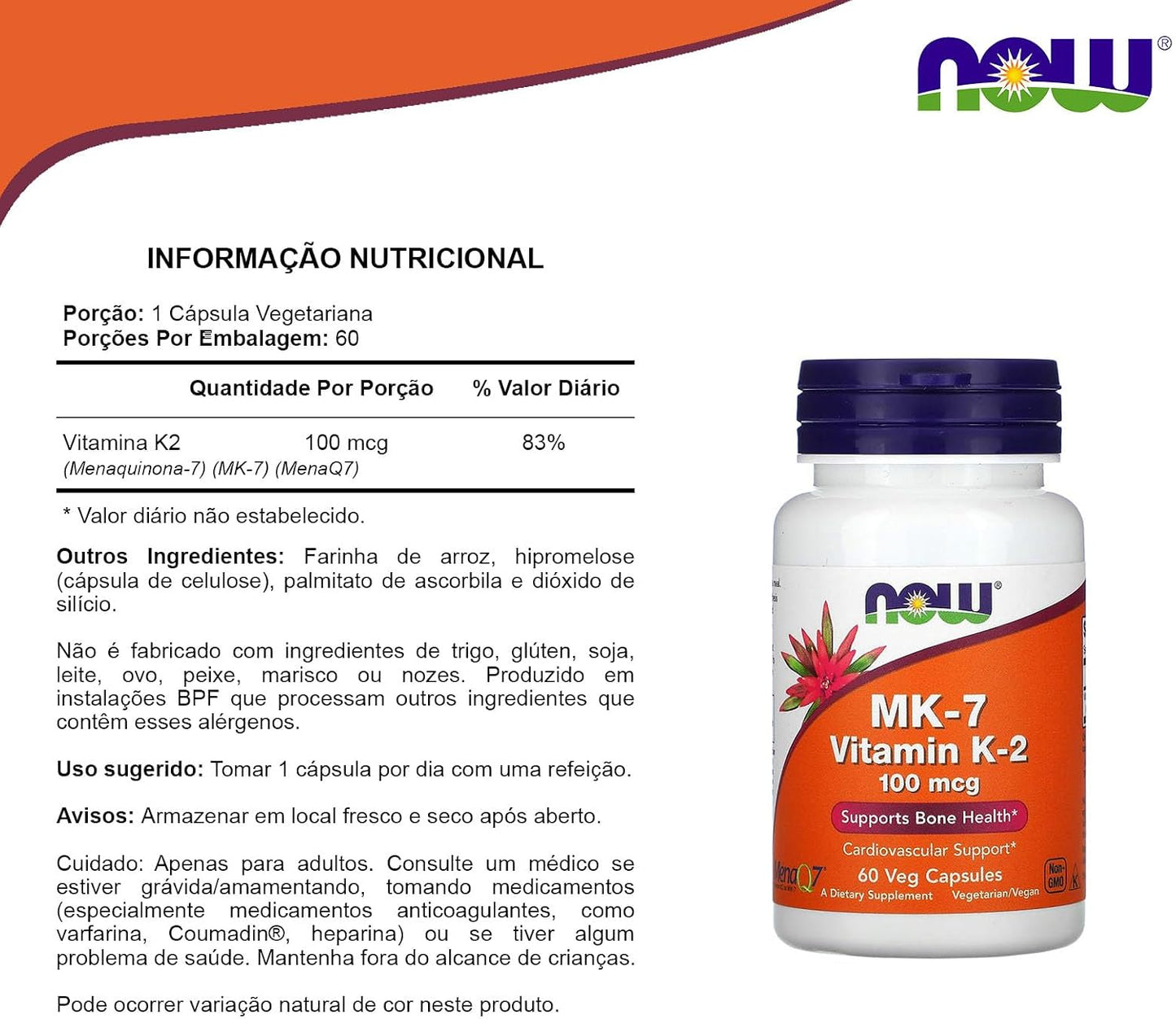 Now Foods Vitamin K-2 (MK7) Veg Capsules, 100 mcg, 60 Count, Pack of 2 - görsel 4
