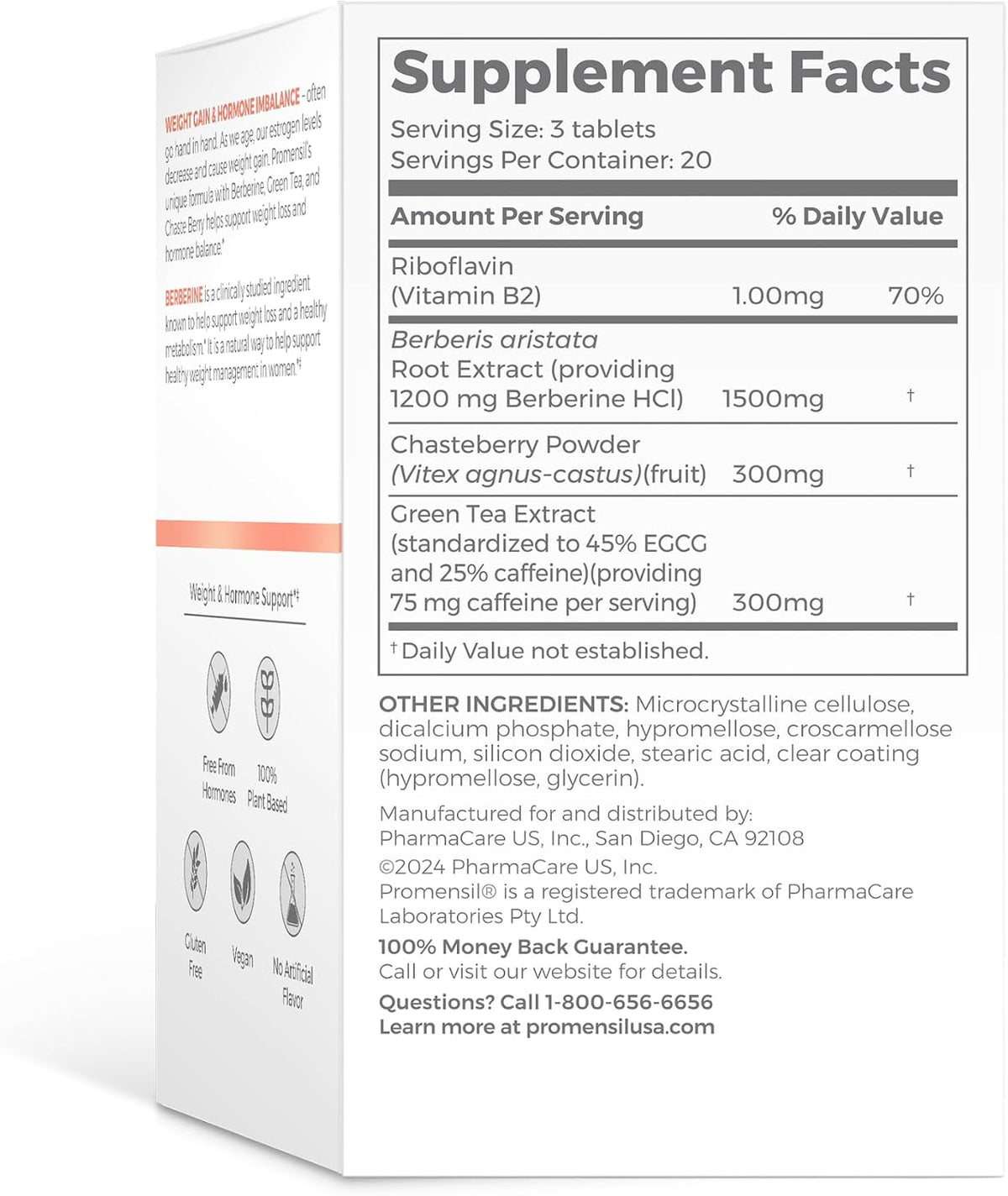 Promensil Weight Loss Support - Berberine HCL Supplement for Women's, Healthy Weight Management, Metabolic Health with EGCG – Image 8