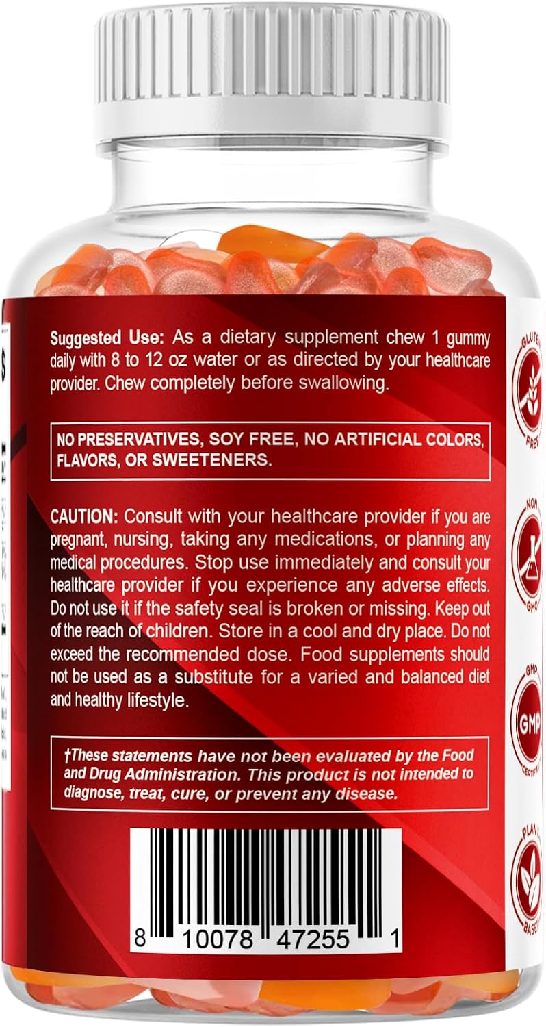 Vitamatic Vitamin A 25,000 IU Gummies – Sugar Free Retinyl Palmitate – 1 Daily Gummy, 120 Servings – Natural Strawberry Flavour – Pectin Based – 120 Count - görsel 9