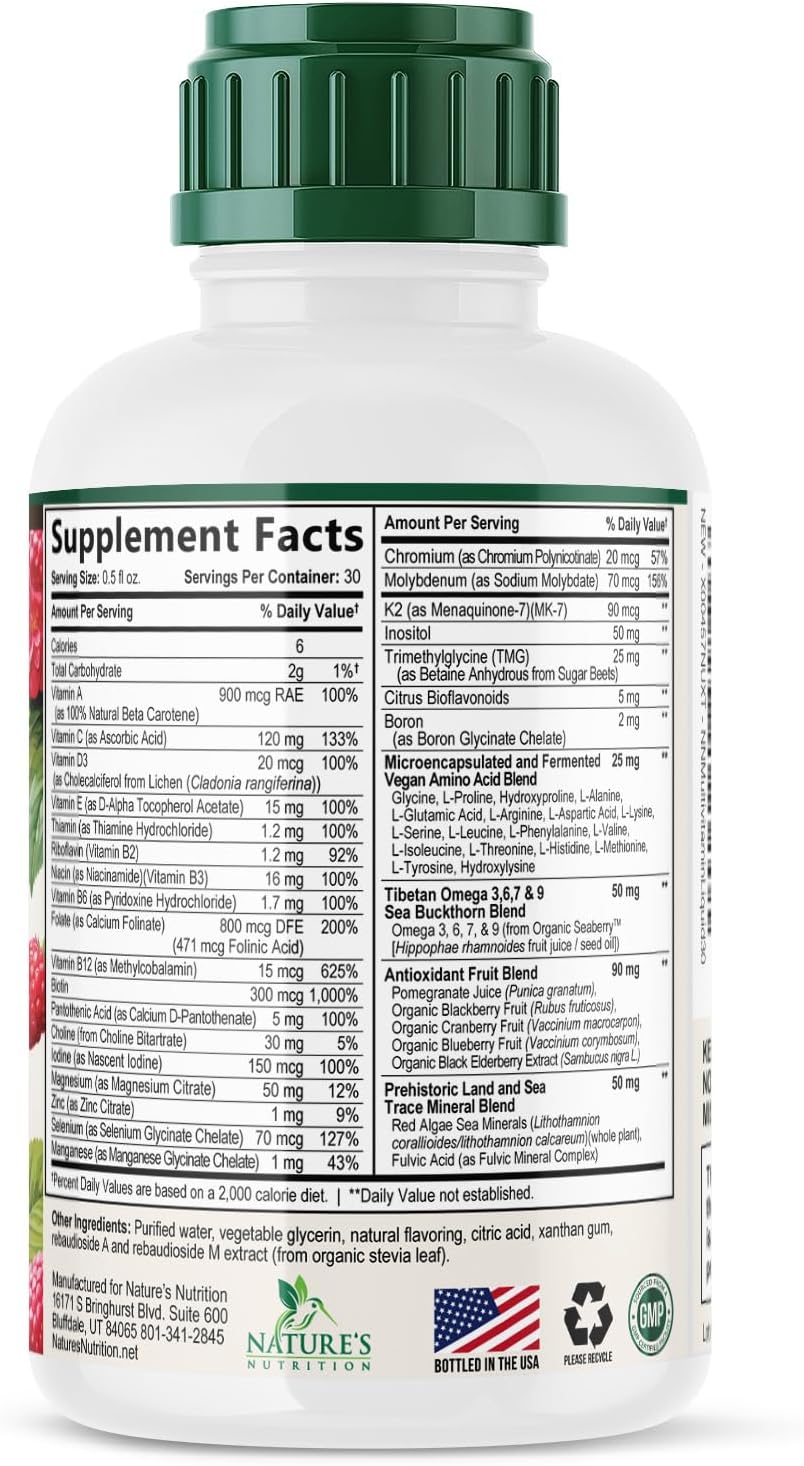 Liquid Multivitamin - Sugar Free Daily Multi Vitamin for Women, Men & Kids, Vitamins A, C, D, B-12, Biotin & Zinc - Supports – Image 6