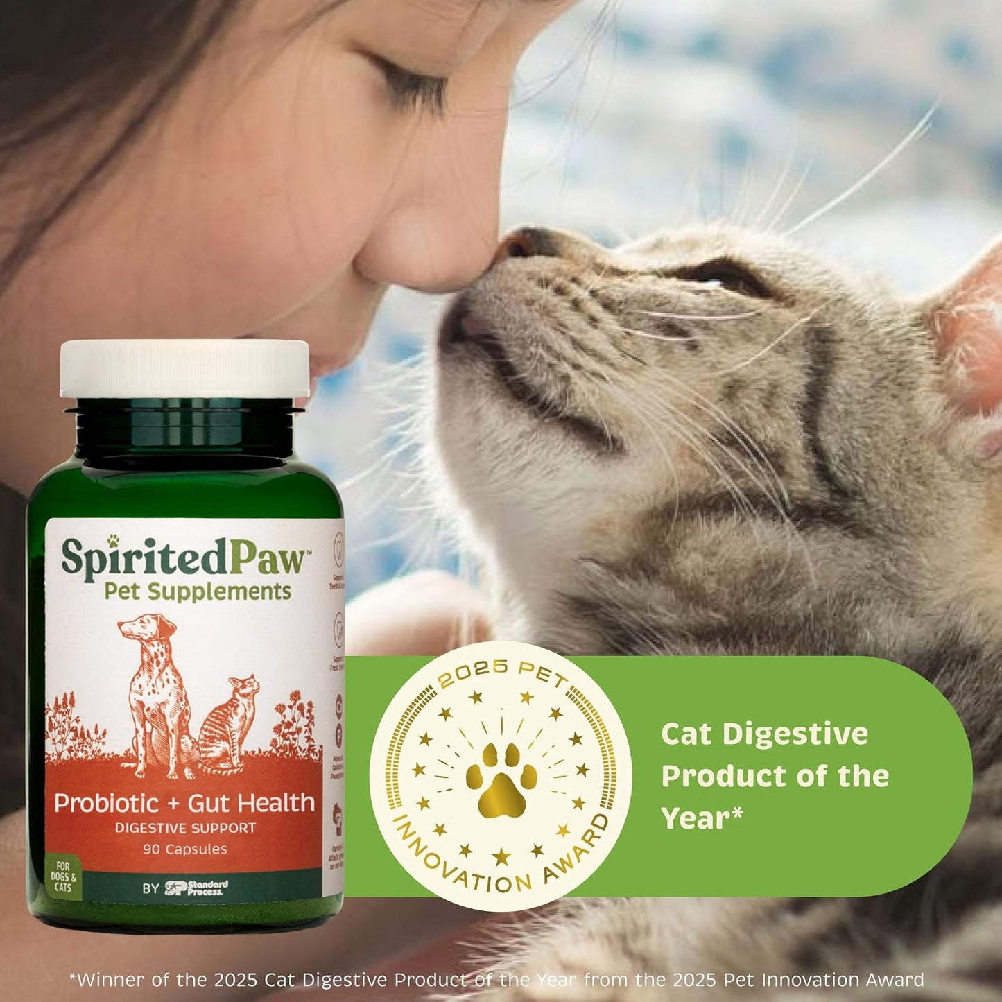 Spirited Paw Probiotic + Gut Health - Digestive and Immune Support for Dogs and Cats - Prebiotic, Probiotic and Postbiotic Pet Care Blend with Organic Buckwheat and Chicory Root Fibre - 90 Capsules - görsel 8