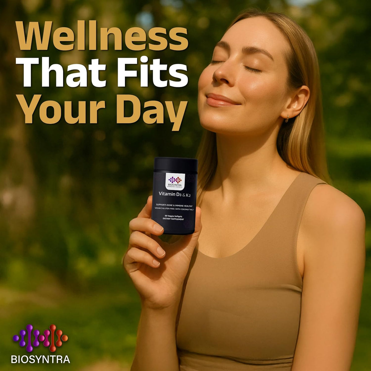 Biosyntra Vitamin D3+K2 with Coconut Oil - – Bone & Joint Support: By helping regulate calcium delivery, D3 and K2 – Image 9