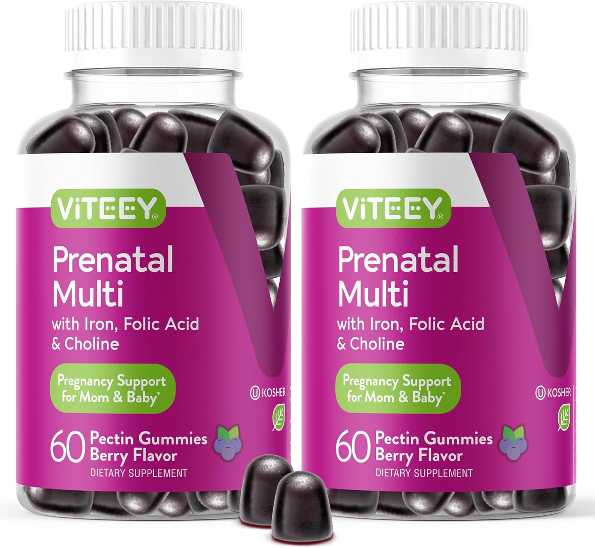 Viteey Prenatal Gummies with Iron, Folic – Choline: Supports development of the baby’s brain and nervous system. – Image 7