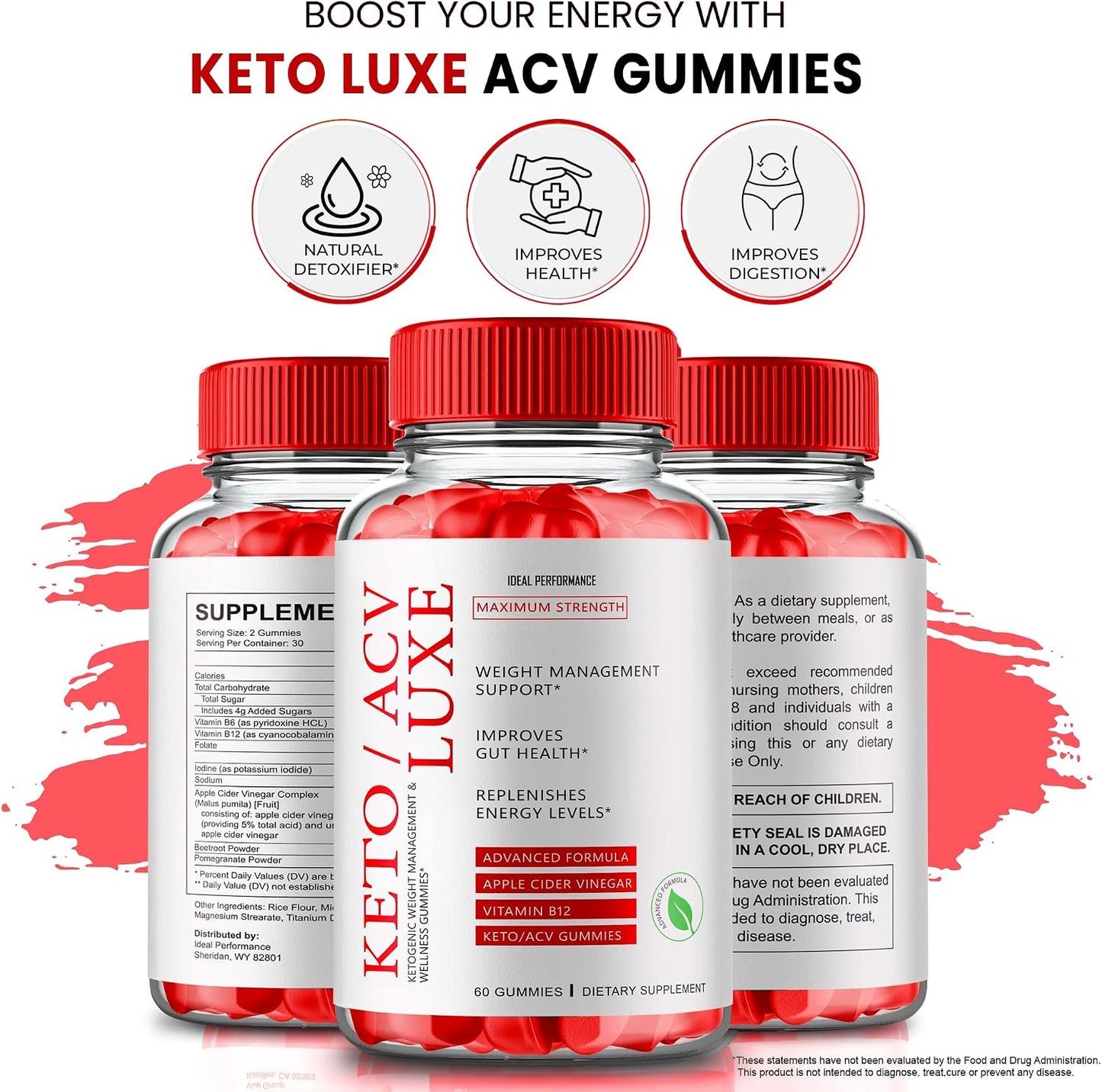 Keto Luxe + Gummies, Keto Luxe ACV Keto Supplement Gummies - Maximum Strength, Keto+ ACV Gummies, All Natural Support Formula, 3 Pack - görsel 8
