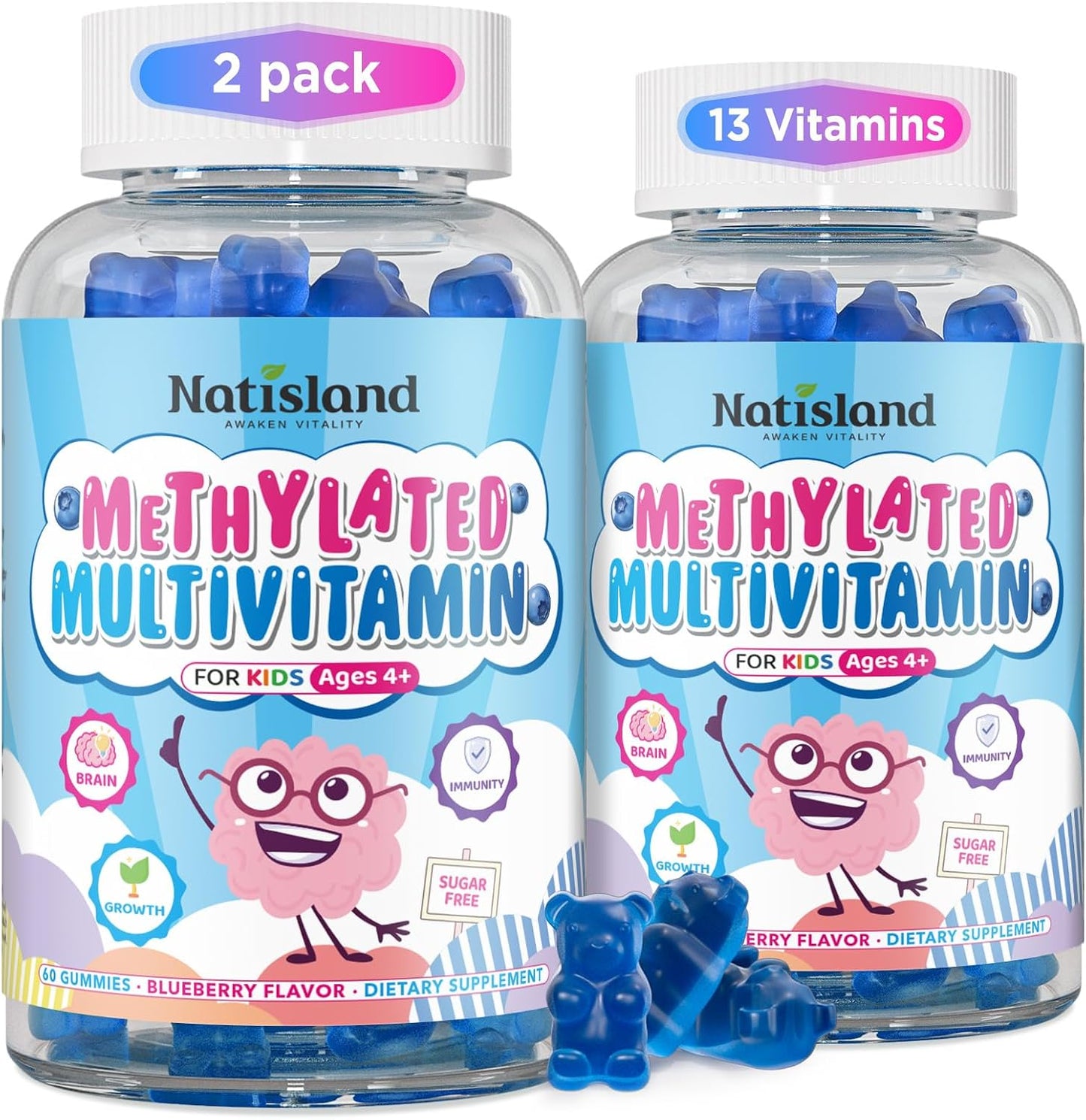 Kids Methylated Multivitamin - MTHFR Support, L-Methylfolate & B12, 13 Vitamins, Vegan Omega-3, Probiotics & Elderberry - görsel 10