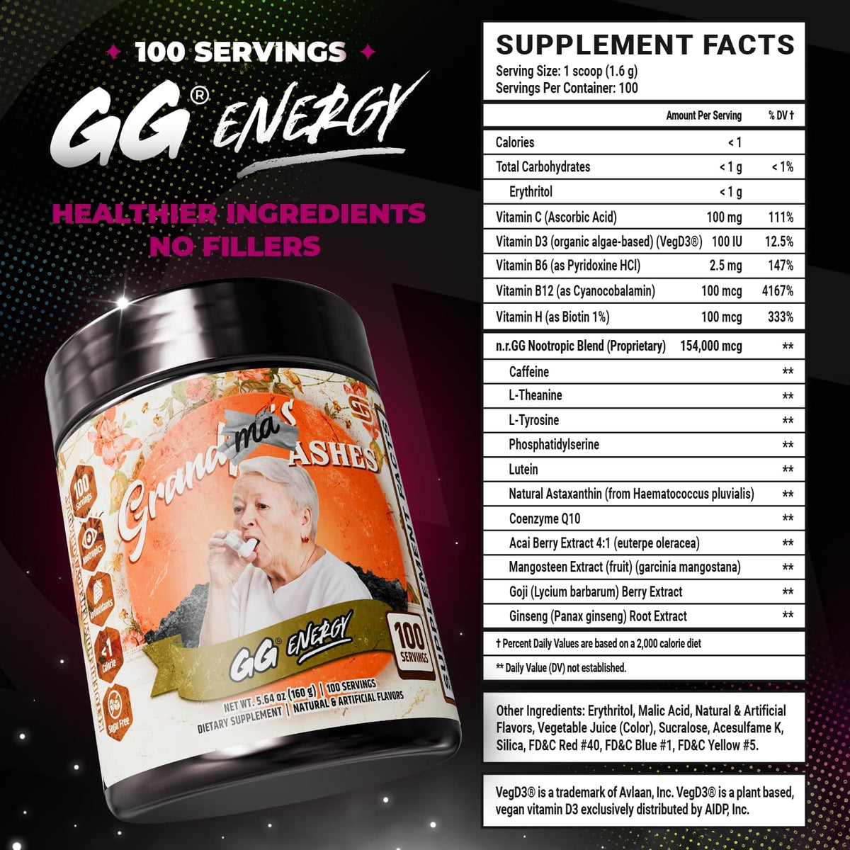 Gamer Supps GG Energy – Grandma's Ashes by Goons (100 Servings) – Keto-Friendly Gaming Energy and Nootropic Blend – Image 9