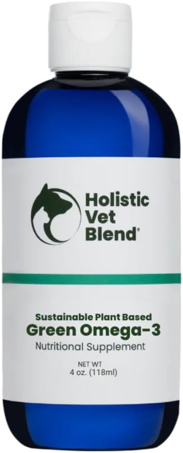 Holistic Vet Blend Green Omega-3 Oil for Pet Owners, Pure Marine Algae Assists Skin, Coat, Joint Health, Immune System, Heart & Kidney Function