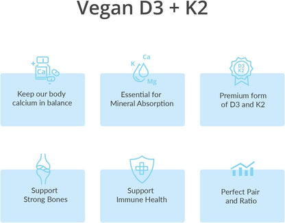 Magceutics Vitamin D3 K2 with MCT, 5000 IU Vegan D3 & 100 mcg MK7 K2 - 60 Capsules