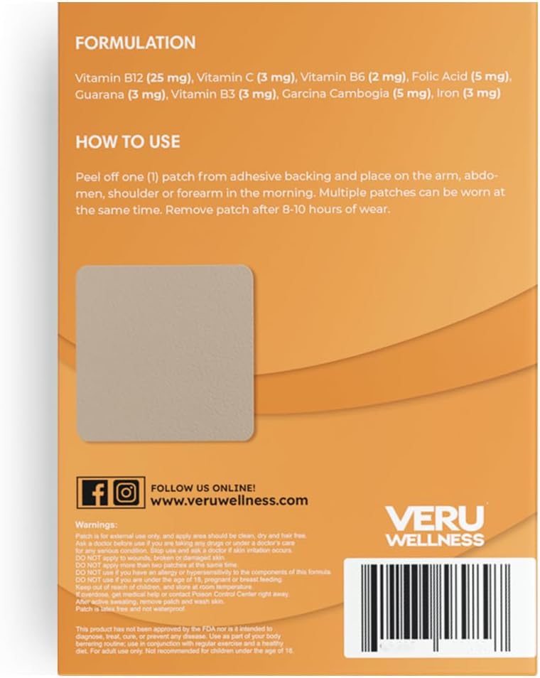 Veru Wellbeing B12 Energy Patch with – Keeps nerves healthy – B12 is vital for maintaining the myelin sheath that – Image 7