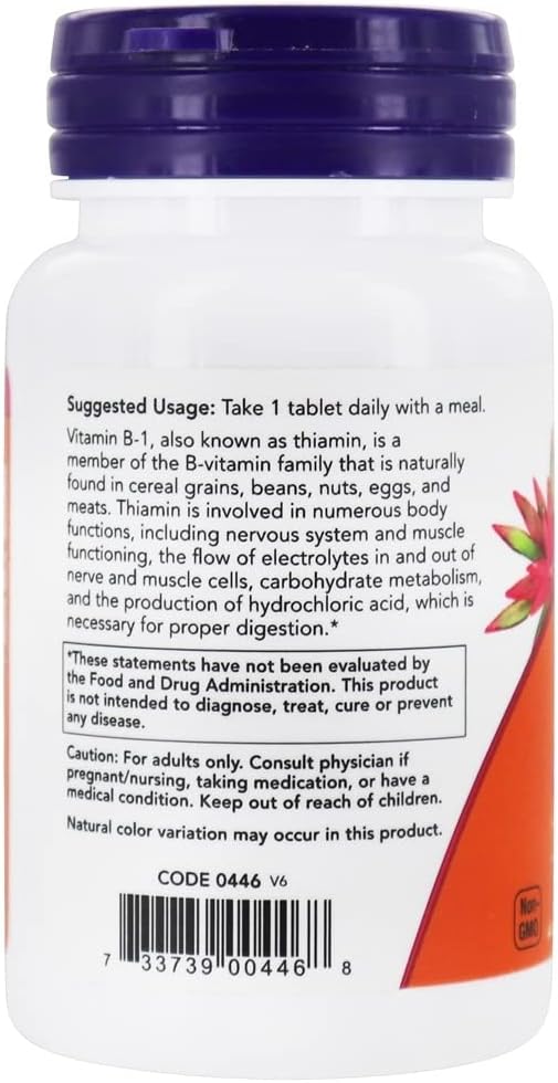 NOW Foods Vitamin B-1 (Thiamine) 100 mg, 200 Tablets - görsel 3