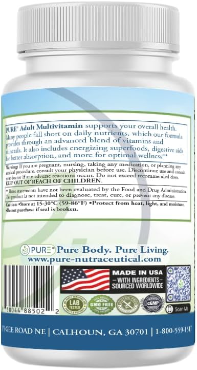 PURE Adult Multivitamin Iron Free - High Potency Daily Wellbeing with Superfoods, B12 & Zinc - 90 Vegetable Capsules - görsel 4
