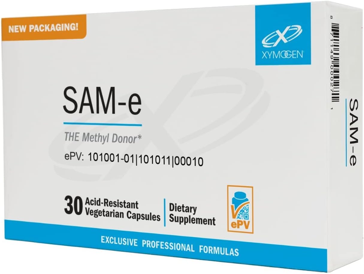 XYMOGEN SAM-e - S-Adenosyl-L-Methionine Supplement for Methylation & Cell Health Support - Gnosis’ Adomix SS Isomer - Nitrogen-Sealed Vegan Capsules - Gluten free & Non-GM - 30 Capsules - görsel 1