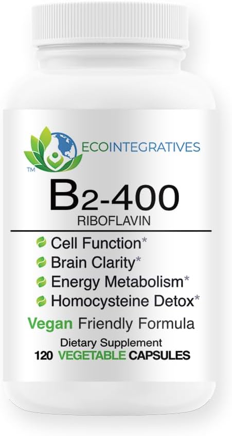 EcoIntegratives B2-400 Pure Riboflavin – – 400 mg of pure riboflavin per capsule – Image 1