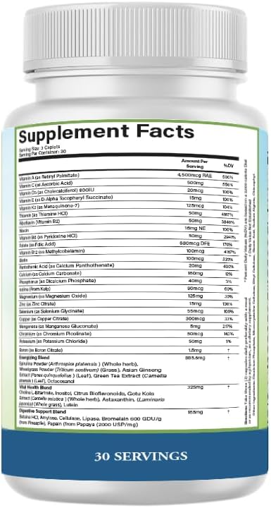 PURE Adult Multivitamin Iron Free - High Potency Daily Wellbeing with Superfoods, B12 & Zinc - 90 Vegetable Capsules