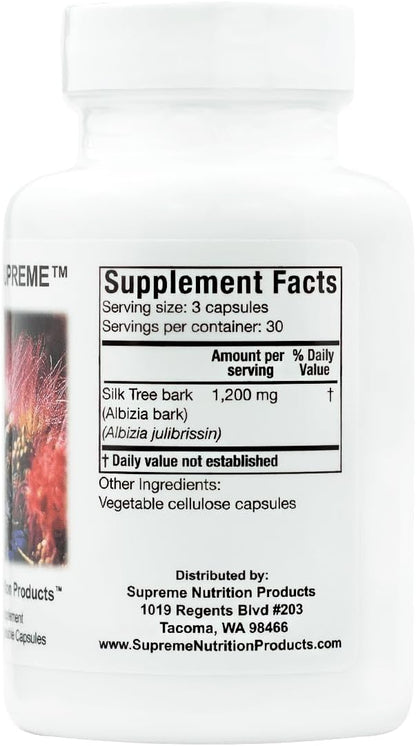 Supreme Nutrition Albizia Supreme, 90 Pure Silk Tree Bark Vegetarian Capsules (Pack of 2, Total 180)