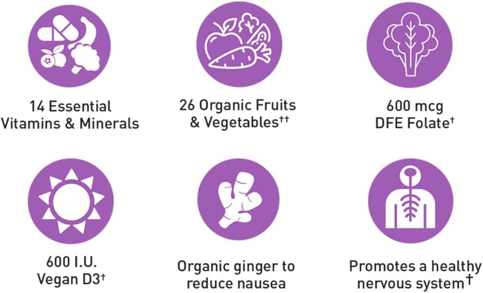 RealFood Organics Prenatal Multi – Organic Wholefood Multivitamin with Folate, D3 & Iron, 90 Tablets – Image 3