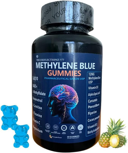 Methylene Blue Gummies 12mg – Cognitive Support with Methylated B12, NAD, and Antioxidants – Image 1