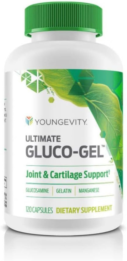 Youngevity Ultimate Gluco-Gel - for Bones, Tendons & Cartilage | Contains Glucosamine, Gelatine & Manganese | 240 Capsules
