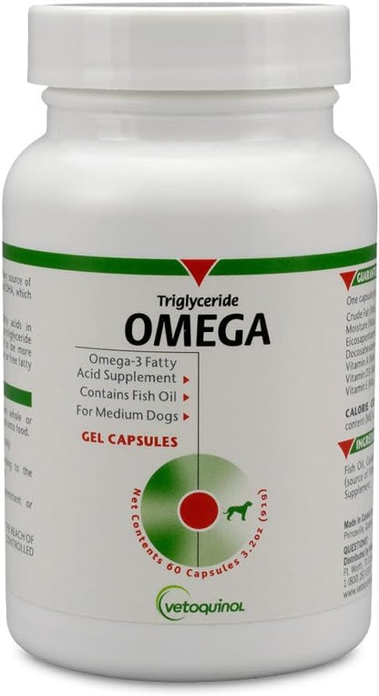 Vetoquinol Triglyceride Omega - Fish Oil for Dogs and Cats - 250 Softgels