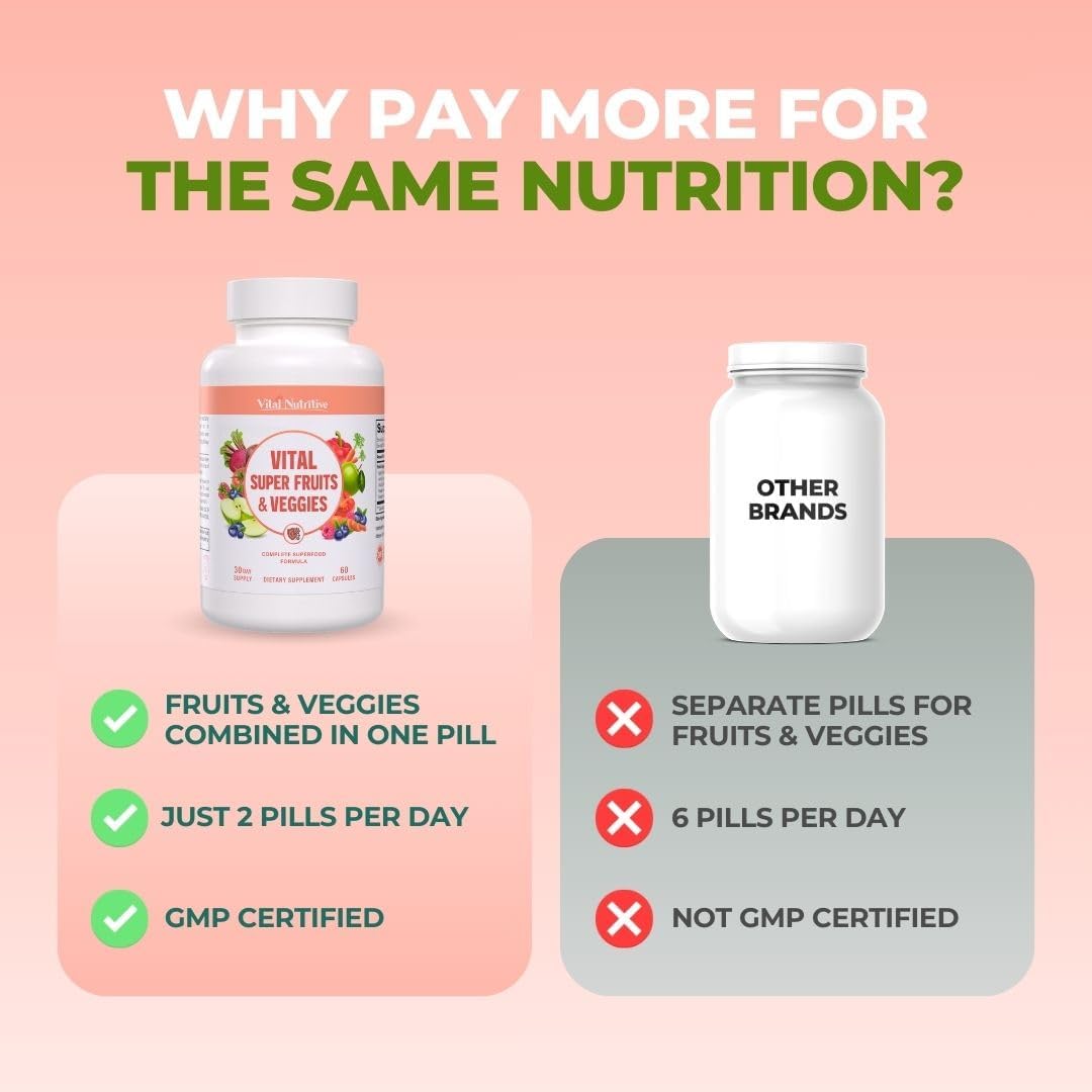 Vital Super Fruits & Veggies – Daily – Sustained Energy: B vitamins and plant-based nutrients help convert food – Image 7