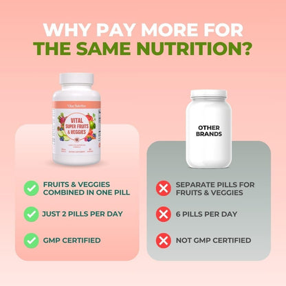 Vital Super Fruits & Veggies – Daily – Sustained Energy: B vitamins and plant-based nutrients help convert food – Image 7