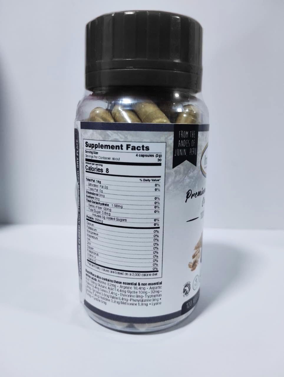 Incaliving Premium Black Maca Vegie Capsules – 120 Count, Organic Peru Maca - görsel 2
