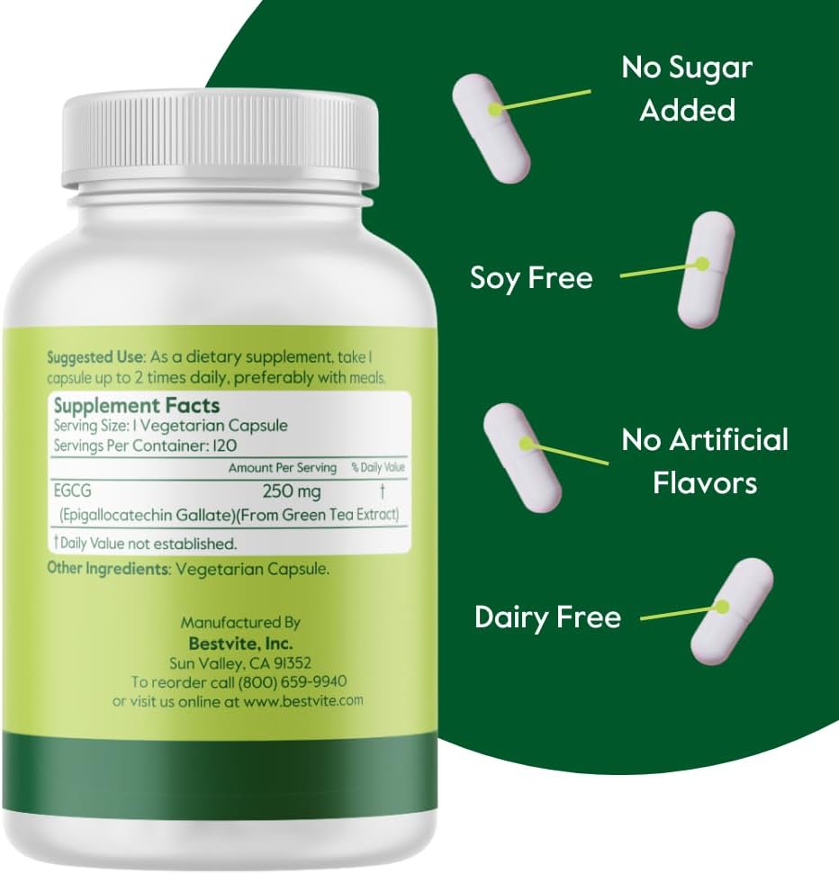 BESTVITE EGCG 250mg (120 Vegetarian Capsules) - görsel 2