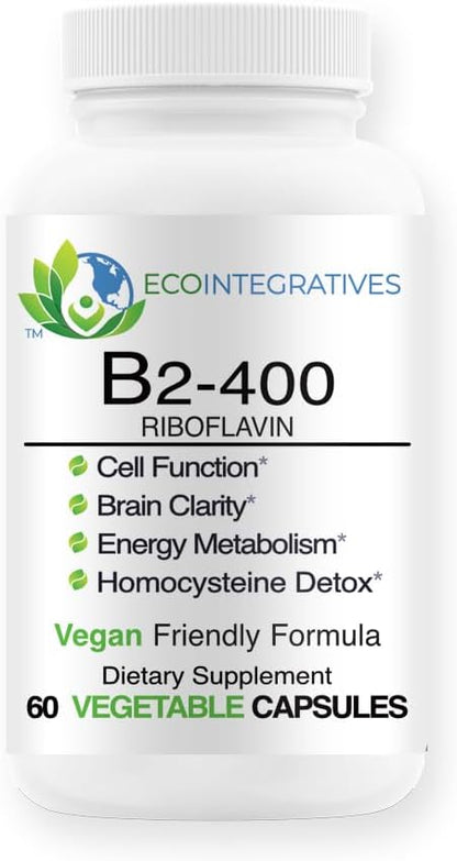 B2-400 Pure Riboflavin - Supports Nervous System Health, Homocysteine Metabolism, Cardiovascular Health, Energy Production, – Image 1