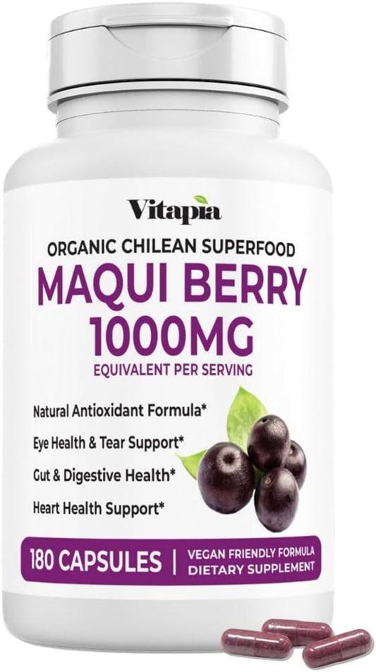 Maqui Berry 1000mg - Maqui Berry Powder – 90-Day Supply: 180 vegie capsules, with a recommended serving of 2 – Image 1