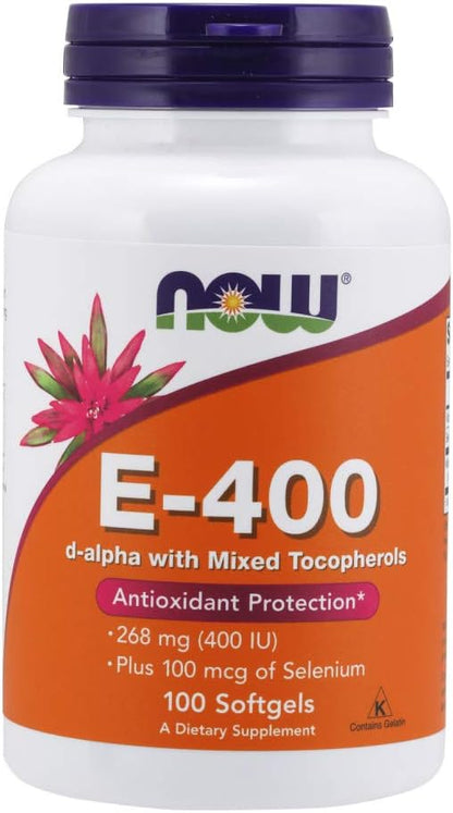 Now Foods Vitamin E 400 IU & Selenium, 100 Softgels