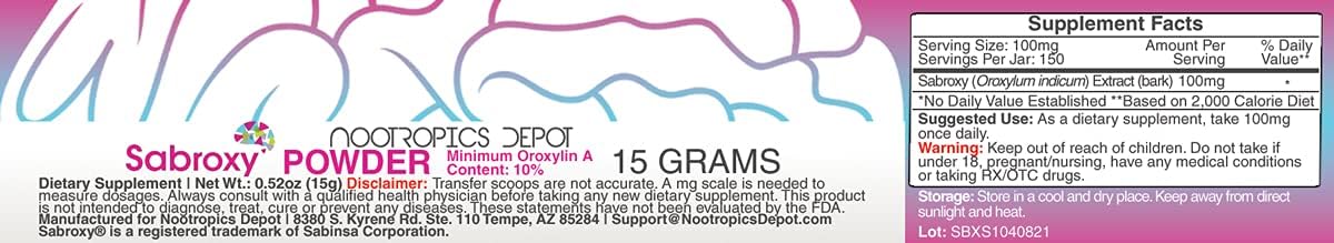 Nootropics Depot Sabroxy® Oroxylin-A Powder | 15 Grams | Minimum 10% Oroxylin-A - görsel 1