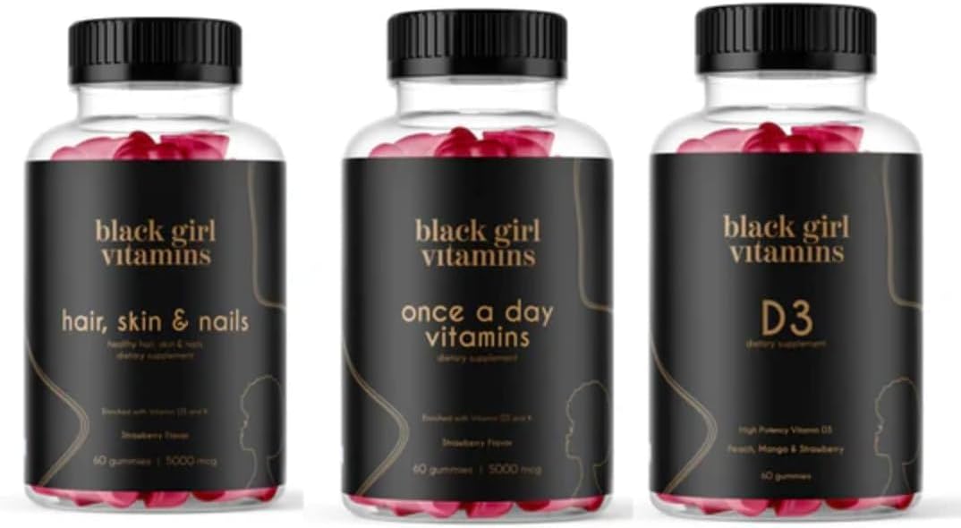 Black Girl Vitamins Look Good Feel Good Bundle – Hair, Skin & Nails, Vitamin D3 2000IU & Once a Day Multivitamin – Women's's – Image 1