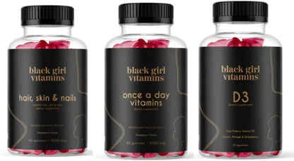 Black Girl Vitamins Look Good Feel Good Bundle – Hair, Skin & Nails, Vitamin D3 2000IU & Once a Day Multivitamin – Women's's – Image 1